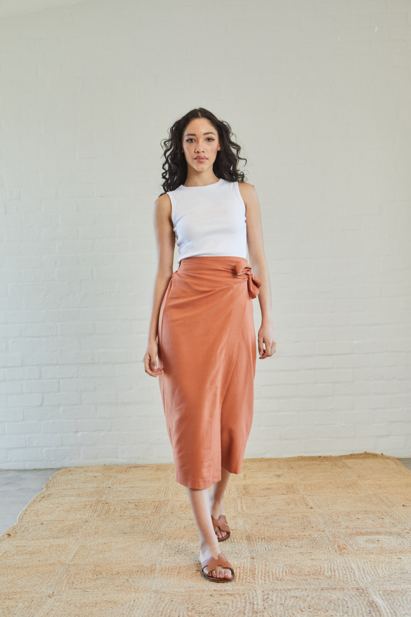 Linen Wrap Skirt  Clay – Strength & Honour Shop