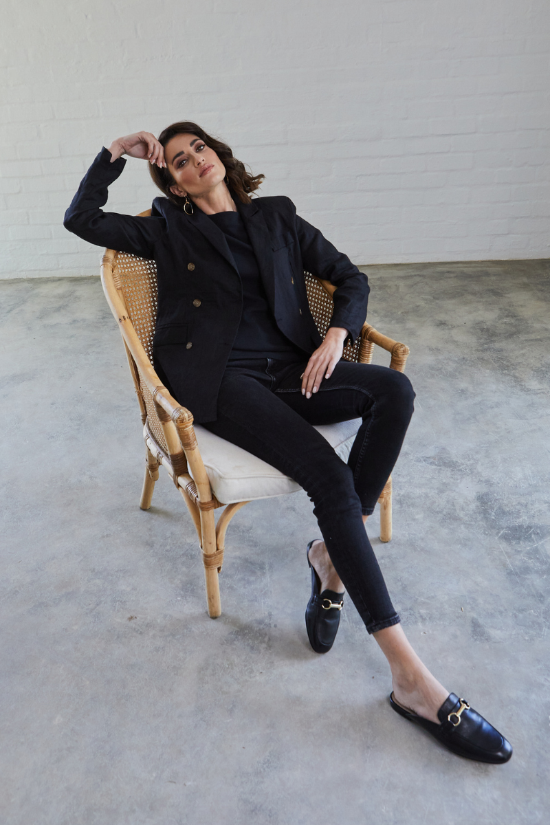 Black sales linen blazer